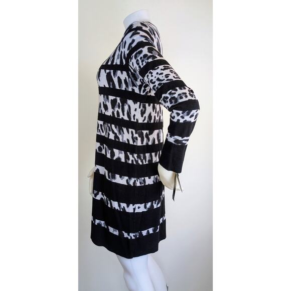 NEW Alfani Minidress Medium Black White Leopard Print Black Stripe Jersey Knit - Picture 6 of 8